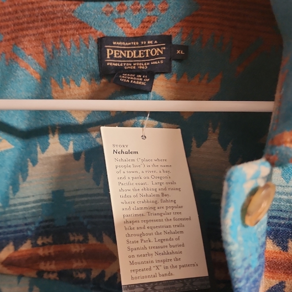Pendleton Turquoise & Rust Geometric Wool Jacket - Picture 2 of 6